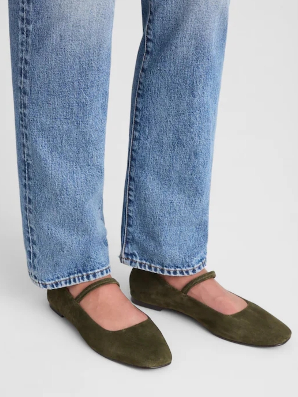 New! Madewell The Greta Ballet Flat in Leather Suede Loden 9 - Picture 3 of 16
